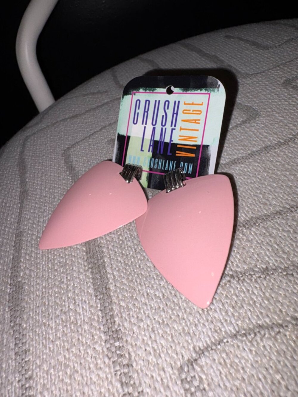 Vintage 80s Pink Geo Enamel Earrings